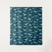 Dinosaur Muster Aquamarin Green Wandteppich (Vorderseite)