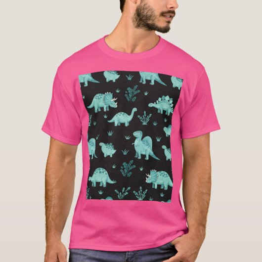 Dinosaur-Muster-Illustration T-Shirt (Vorderseite)