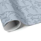 Dinosaur-Muster moderner Junge Dino Dschungel Salb Geschenkpapier (Rolleneckpunkt)
