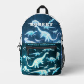 Dinosaur Muster Modernes Skelett T-Rex Bedruckter Rucksack (Vorderseite)