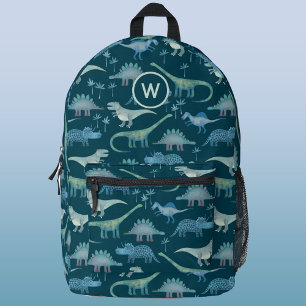 Dinosaur-Muster Monogram Initial Personalisiert Bedruckter Rucksack