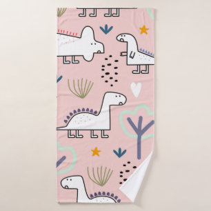 Dinosaur-nahtloses Muster, Vintage Abbildung wi Badehandtuch
