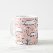 Dinosaur-nahtloses Muster, Vintage Abbildung wi Kaffeetasse (Vorderseite Links)