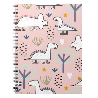 Dinosaur-nahtloses Muster, Vintage Abbildung wi Notizblock