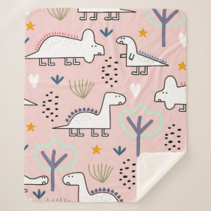 Dinosaur-nahtloses Muster, Vintage Abbildung wi Sherpadecke