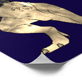 Dinosaur Navy Blue Blush Pink Wedding Welcome Poster (Ecke)