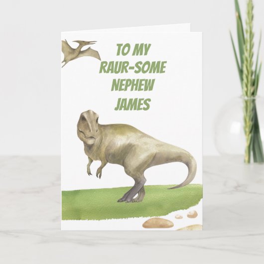 Dinosaur Nephew Birthday Card Karte (Vorderseite)