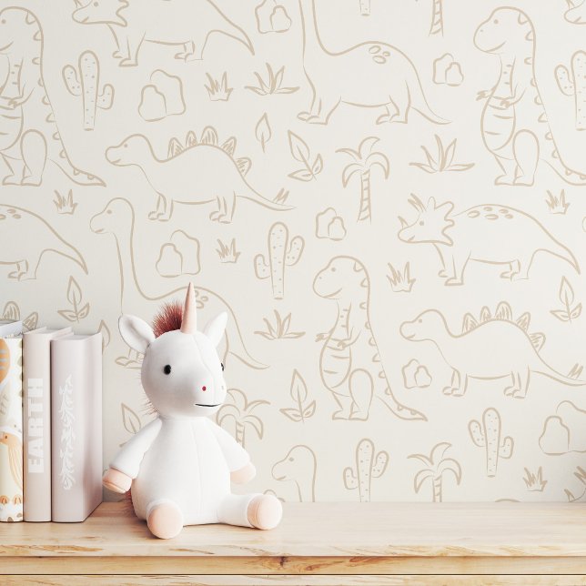 Dinosaur Neutral Boho Sanfte Erdton-Dinos Beige Tapete (Von Creator hochgeladen)