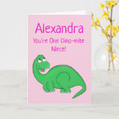 Dinosaur Niece Pink Niedliche Geburtstag Karte (Gelbe Blume)
