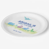 Dinosaur Niedlich Baby Dusche Wasserfarben Party Pappteller (Schrägansicht)