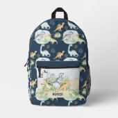 Dinosaur Niedlich Blue Individuelle Name Boy Bedruckter Rucksack (Vorderseite)