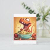 Dinosaur Noodles Illustration Postkarte (Stehend Vorderseite)