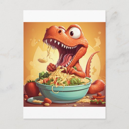 Dinosaur Noodles Illustration Postkarte (Vorderseite)
