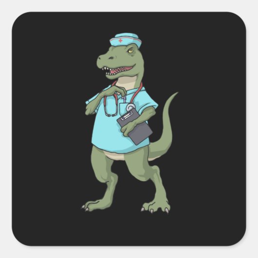 Dinosaur Nurse T-Rex RN Nurse Abschluss Nurse Quadratischer Aufkleber (Vorderseite)
