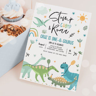 Dinosaur One-A-Saurs 1. Geburtstags-Party Einladung