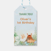 Dinosaur One-A-Saurus 1. Geburtstag Danke Geschenkanhänger (Vorderseite)