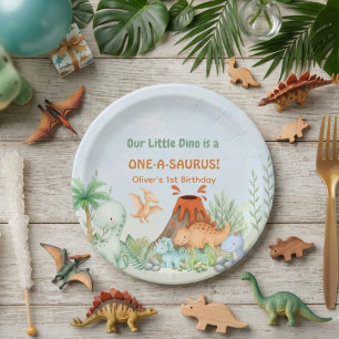 Dinosaur One-A-Saurus 1. Geburtstag Pappteller