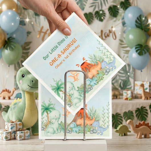 Dinosaur One-A-Saurus 1. Geburtstag Serviette