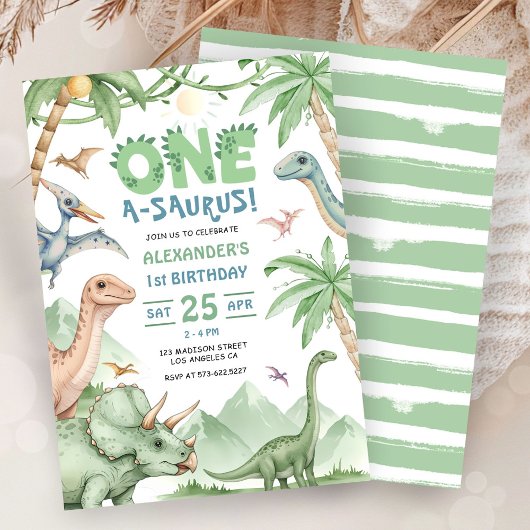 Dinosaur One-A-Saurus 1. Geburtstagsfeier Einladung