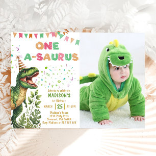 Dinosaur One-A-Saurus 1. Geburtstagsfeier Einladung