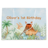 Dinosaur One-A-Saurus 1st Birthday Große Geschenktüte (Vorderseite)