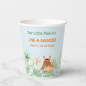 Dinosaur One-A-Saurus 1st Birthday Pappbecher (Vorderseite)