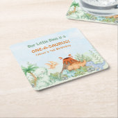 Dinosaur One-A-Saurus 1st Birthday  Rechteckiger Pappuntersetzer (angewinkelt)