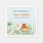 Dinosaur One-A-Saurus 1st Birthday Serviette (Vorderseite)