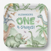 Dinosaur One-A-Saurus Boy 1. Geburtstag Pappteller (Vorderseite)