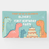 Dinosaur One-A-Saurus Boy 1st Birthday Party  Banner (Horizontal)