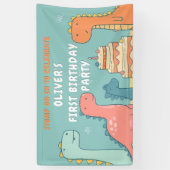 Dinosaur One-A-Saurus Boy 1st Birthday Party  Banner (Vertikal)