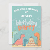 Dinosaur One-A-Saurus Boy 1st Birthday Party   Einladung (Rückseite)