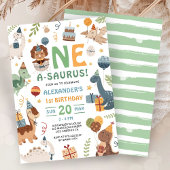 Dinosaur One A-Saurus Boy 1st Birthday Party  Einladung