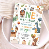 Dinosaur One A-Saurus Boy 1st Birthday Party  Einladung