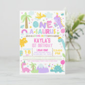 Dinosaur ONE A-Saurus Einladung zum 1. Geburtstag (Stehend Vorderseite)