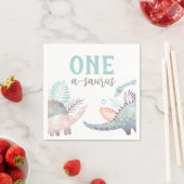 Dinosaur One-A-Saurus First Birthday Baby Serviette (Beispiel)