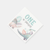 Dinosaur One-A-Saurus First Birthday Baby Serviette (Ecke)