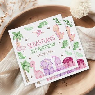 Dinosaur One-A-Saurus Girl 1. Geburtstags-Party Serviette