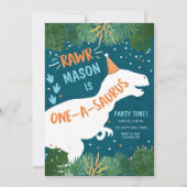 Dinosaur One-A-Saurus RAWR 1. Geburtstag Einladung (Vorderseite)