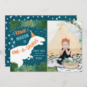 Dinosaur One-A-Saurus RAWR 1. Geburtstag Einladung (Vorne/Hinten)