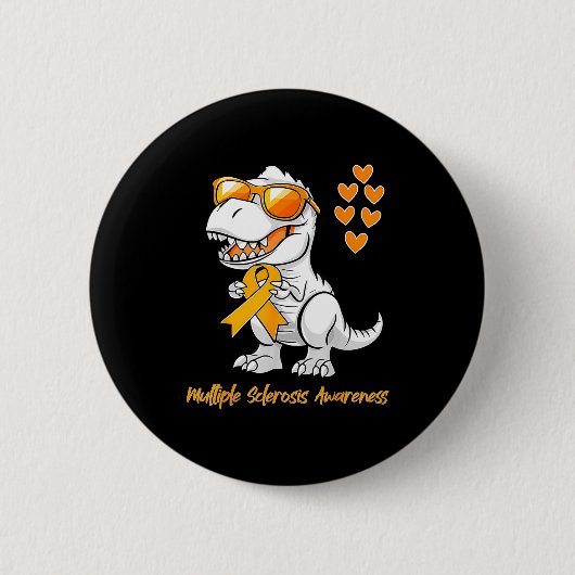Dinosaur Orange Band Unterstützung Multiple Sklero Button (Vorderseite)