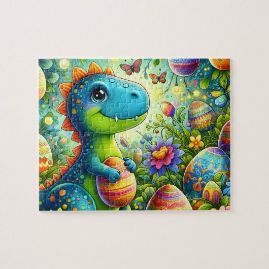 Dinosaur-Oster-Eier-Garten Puzzle (Horizontal)