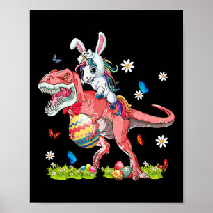 Dinosaur Ostertag Einhorn Reiten T-rex Bunny Cos Poster