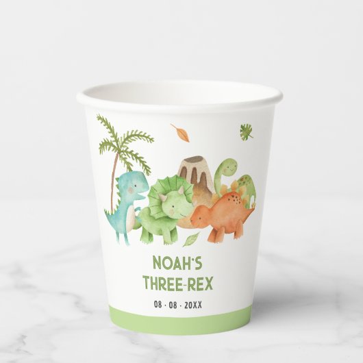 Dinosaur Paper Cups - Boy Birthday Baby Shooter Pappbecher (Vorderseite)