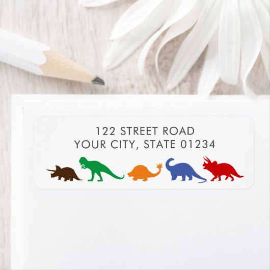 Dinosaur Parade Bright Colors Custom Address (Insitu)