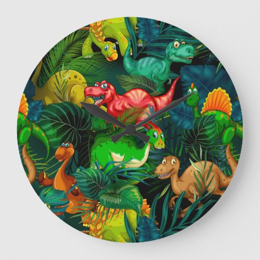 Dinosaur Park Große Wanduhr (Vorderseite)
