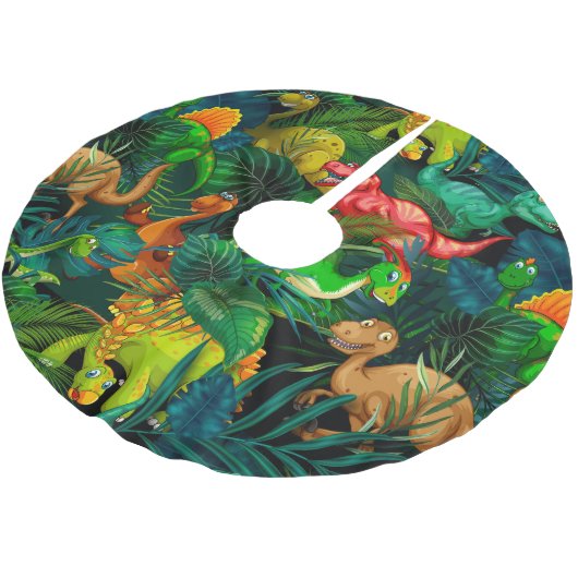 Dinosaur Park Polyester Weihnachtsbaumdecke (Schrägansicht)