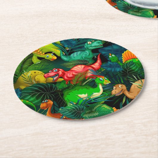 Dinosaur Park Runder Pappuntersetzer (Angewinkelt)