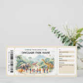 Dinosaur-Park-Ticket-Geschenkgutschein-Vorlage Einladung (Stehend Vorderseite)