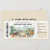 Dinosaur-Park-Ticket-Geschenkgutschein-Vorlage Einladung (Vorne/Hinten)